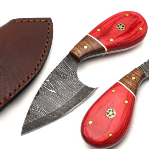 Custom handmade Damascus steel Hunting Skinner knife, camping knife, Survival knife, Full tang knife, With Dollar Sheet