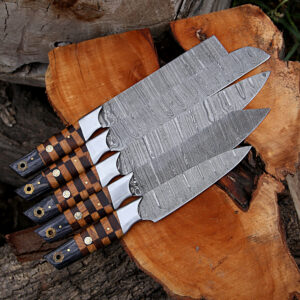 Custom Handmade Damascus Chef set, Damascus Full tang knife set, gift for him, gift for husband, BBQ knife set, Camping gift, USA knives
