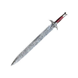 Custom handmade Damascus steel Double Edge Viking Sword, Survival Sword, Medieval Sword Wooden Handle Fathers Day Gift