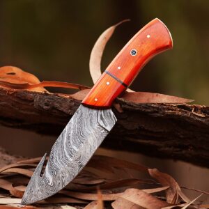 Custom handmade Damascus steel Hunting Skinner knife, camping knife, Survival knife, Gut hook Full tang knife, With Resin (Copy)