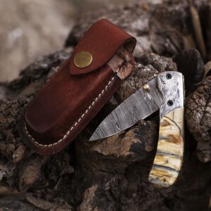 Hand Forged Damascus Steel Folding knife, Damascus Folding Knives, Damascus pocket knife, Collectible folding knife, USA Folding knife